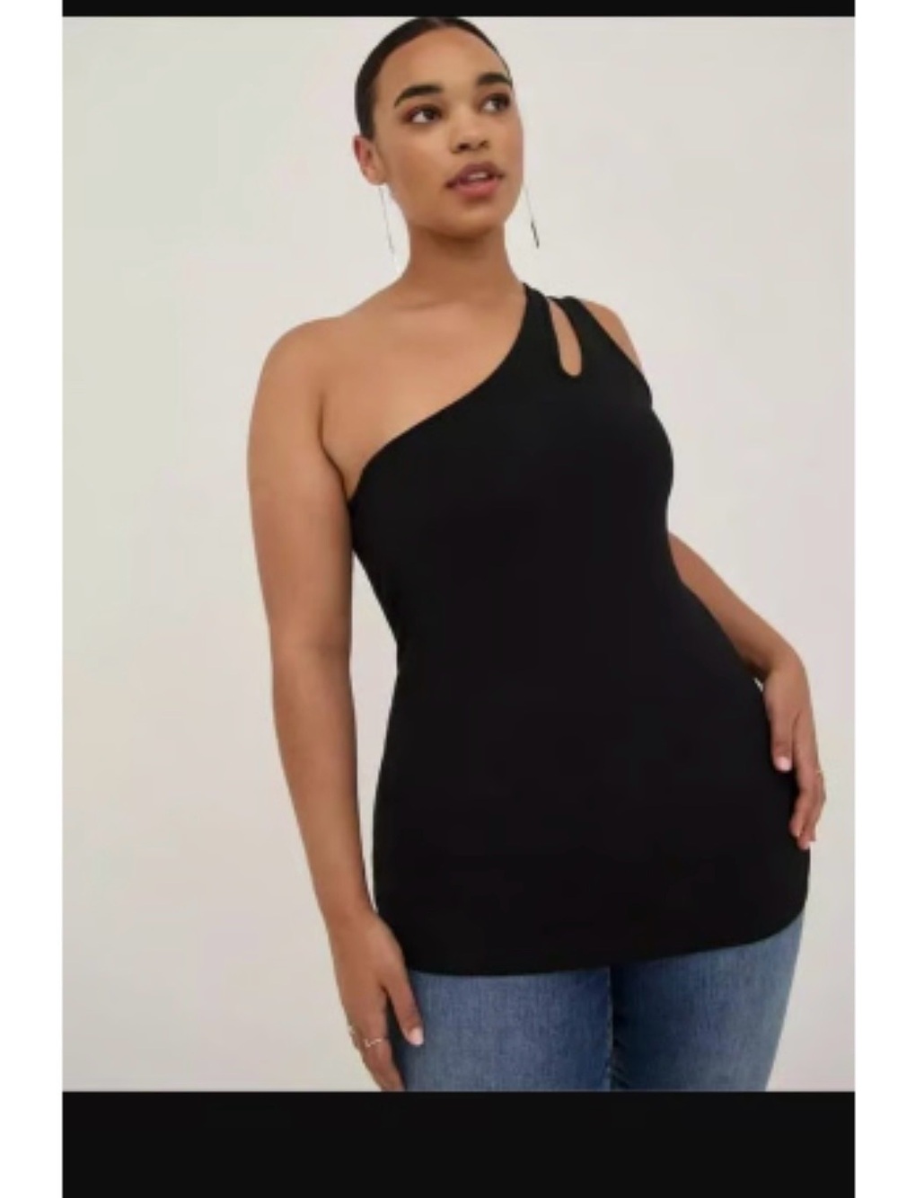 Torrid NWT Black One-Shoulder Foxy Cutout Women's tank